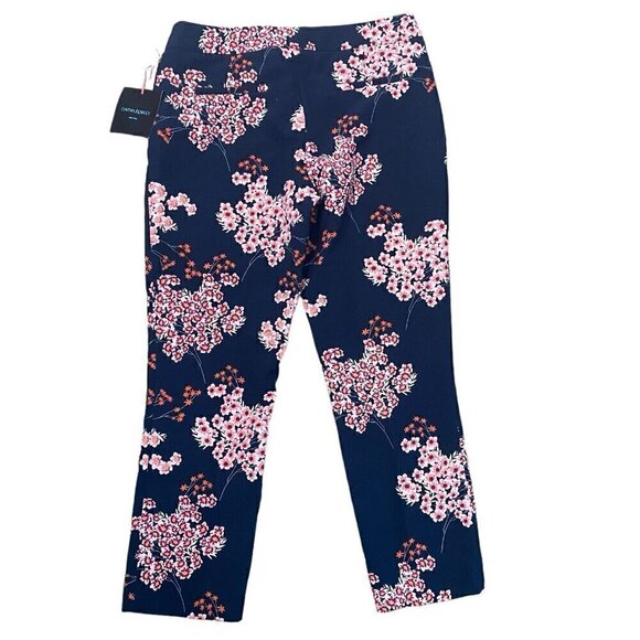 Cynthia Rowley NWT Women's Size 10 Blue Floral Ankle Pants with Pockets - Picture 3 of 5